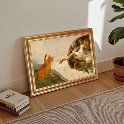 Fantasy Artists Divine Feline Encounter Gold Framed Wall Art, Modern Angel & - Image 5