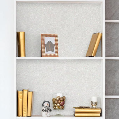 CHIHUT Iridescent Off White Glitter Peel and Stick Wallpaper Sparkle Self - Image 5