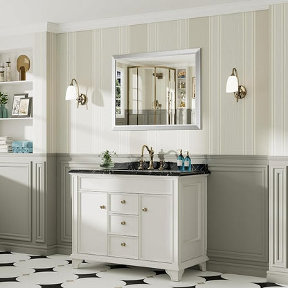 40x30 Inch Brushed Silver Bathroom Mirror - Image 5