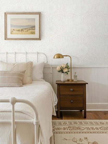 Heroad Boho Peel and Stick Wallpaper Modern Floral Wall Paper Neutral Beige - Image 5