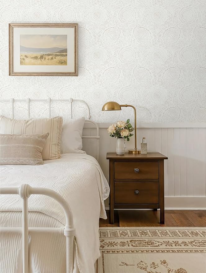 Heroad Boho Peel and Stick Wallpaper Modern Floral Wall Paper Neutral Beige - Image 7