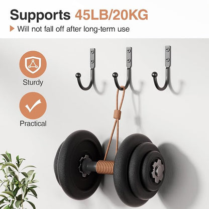 10 Pack Wall Hooks，Metal Hooks Hold up to 45 Lbs，Hooks Wall Mount - Image 2