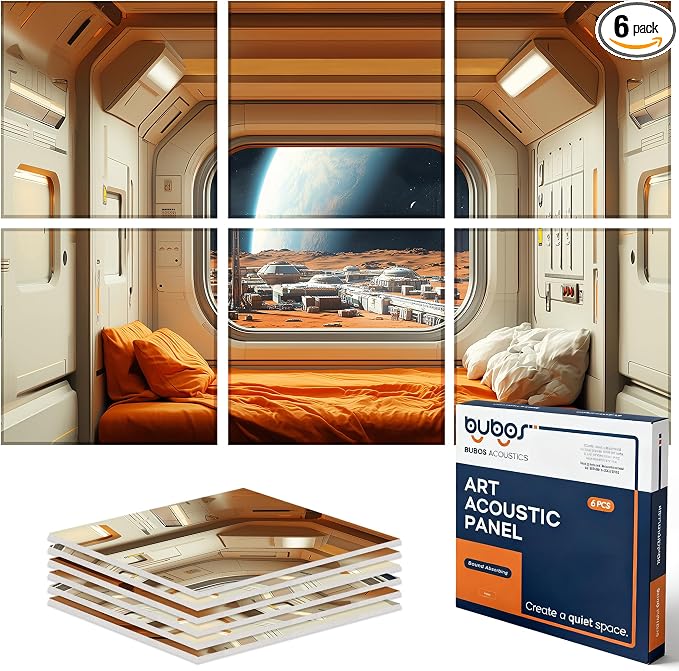 BUBOS 6 Pack Self-Adhesive Acoustic Wall Panels, 70.8" x 47.2" Sound Panels by BUBOS