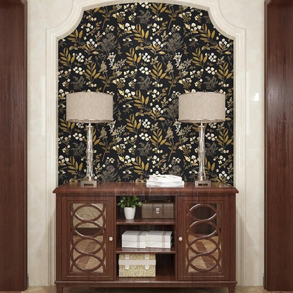 Laatse Gothic Wallpaper Peel and Stick Dark Floral Wallpaper 17.5in x 78.7in - Image 7