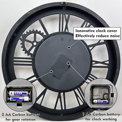 The B-Style Large Wall Clock 24 inch Moving Gear Wall Clock Oversized Vintage - Image 5