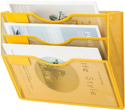 EASEPRES 3 Pocket Mesh Hanging Wall File Organizer, Wall Mounted Mail Paper - Image 7