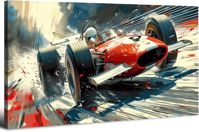 Large Abstract Car Posters F1 Wall Art Vintage Formula 1 Racing Canvas Prints by HOME