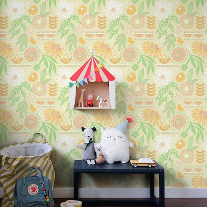 Simon&Siff Boho Wallpaper Peel and Stick, 17.3" x 480" Sun Floral Retro - Image 4