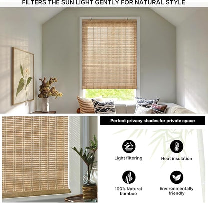 LazBlinds Cordless Bamboo Blinds, Bamboo Roll Up Shades - Image 3