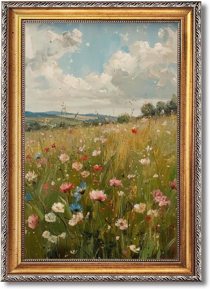 Yermidi Vintage Gold Frame Wildflower Meadow Wall Art Romantic Countryside - Image 7
