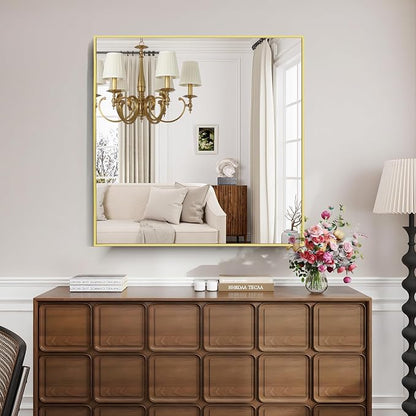 KOCUUY Gold Bathroom Mirror, HD Tempered Glass, Anti-Rust Frame, Modern Design - Image 3