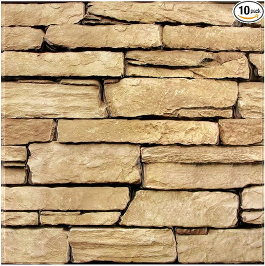 3D Peel and Stick Faux Stone Wall Panels 11.8" x 11.8" 10-Pack, Stone-Look Wall by SMOOSTIKCDECOR