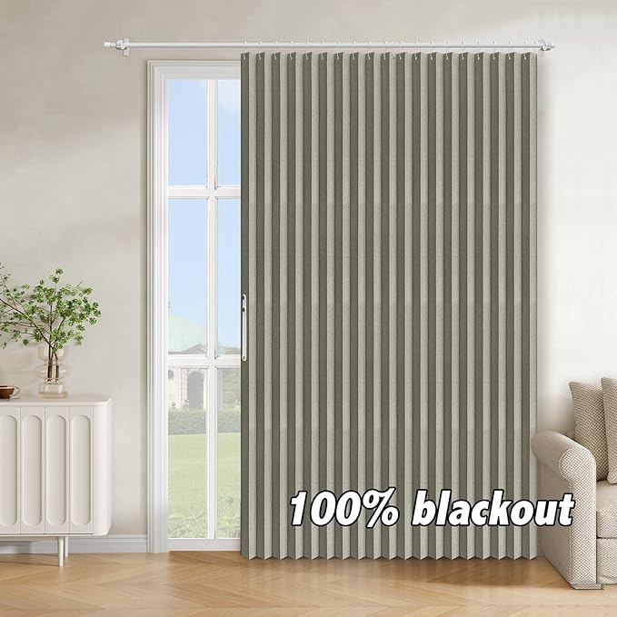 AJAZZ Blackout Accordion Door Curtain 98"x78" Grey by AJAZZ