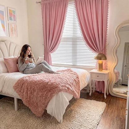NICETOWN Blush Pink Velvet Curtains 96" Long - Image 2