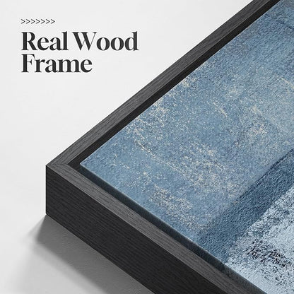 Framed Blue and Grey Abstract Wall Art, 3 Piece Modern Canvas Prints Paintings - Image 5
