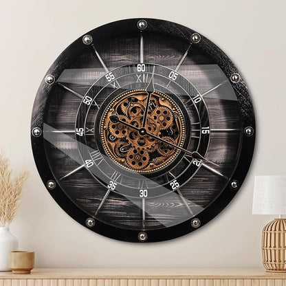HOIBAI Wall Clock, 27 Inch Moving Gears Clock Large Wall Clock by HOIBAI