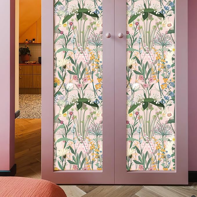 JiffDiff Floral Wallpaper Peel and Stick 17.3"x1181" Pink Farm Wildwood Stick - Image 8