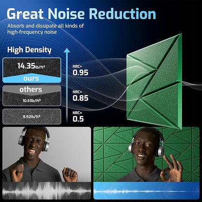 12 Pack Acoustic Panels with Self-Adhesive, Sound Panels High Density, - Image 5