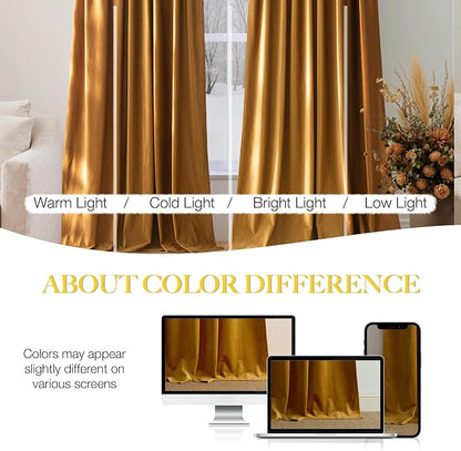 NICETOWN Yellow Velvet Curtains 90 inch Long - Image 4
