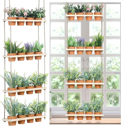 FillTouch 4 Tiered Window Plant Shelves Hanging Herb Planter Indoor Display - Image 8