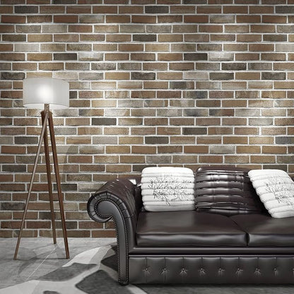 Art3d 20-Pack105 Sq.Ft Faux Brick 3D Wall Panels Peel and Stick in Gray Brown - Image 5