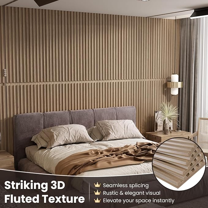 Giantex 12 Pack Fluted PVC Wall Panels, Glue Up or Drop Ceiling Panel, - Image 2