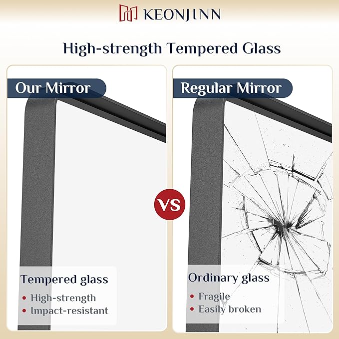 Keonjinn Black Mirror for Bathroom Sink, 24 x 30 Inch Sandblasted Finish - Image 4