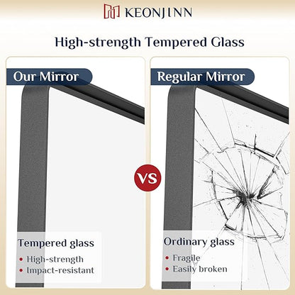Keonjinn Black Mirror for Bathroom Sink, 24 x 30 Inch Sandblasted Finish - Image 4