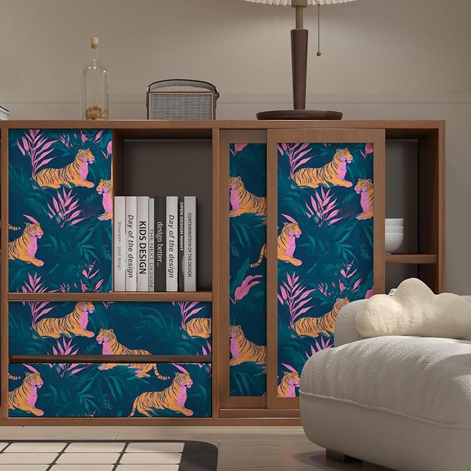BOKEBEVE Tropical Contact Paper Tiger Wallpaper Peel and Stick Vintage Animal - Image 3