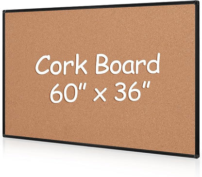 Extra Large Cork Bulletin Board 60" X 36", Wall Mounted Notice Pin Board by Justdowhatyouwanttodo