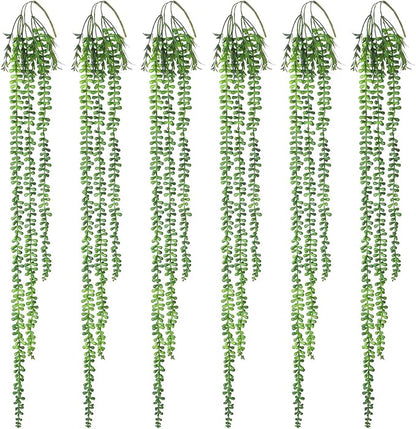 6pcs Artificial Succulents Hanging Plants, Fake Hanging Plant String of Pearls by Hobyhoon