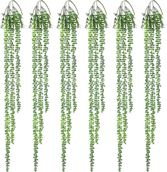 6pcs Artificial Succulents Hanging Plants, Fake Hanging Plant String of Pearls by Hobyhoon