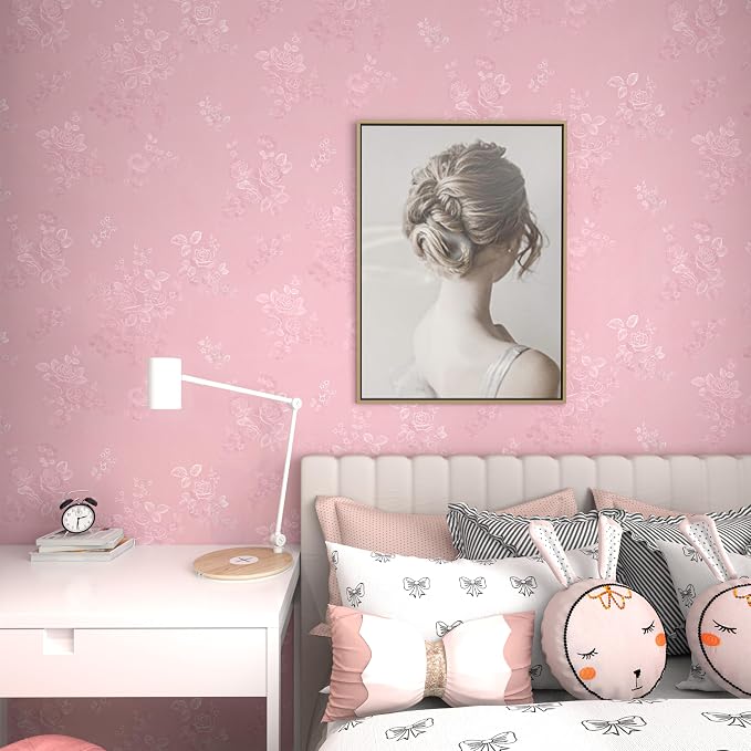 Pink Wallpaper Silk Embossed Floral Pink Contact Paper Peel and Stick 118inL - Image 3