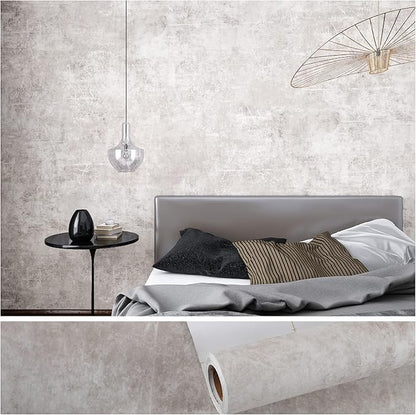 VEELIKE Neutral Concrete Wallpaper Peel and Stick Boho Concrete Contact Paper by VEELIKE