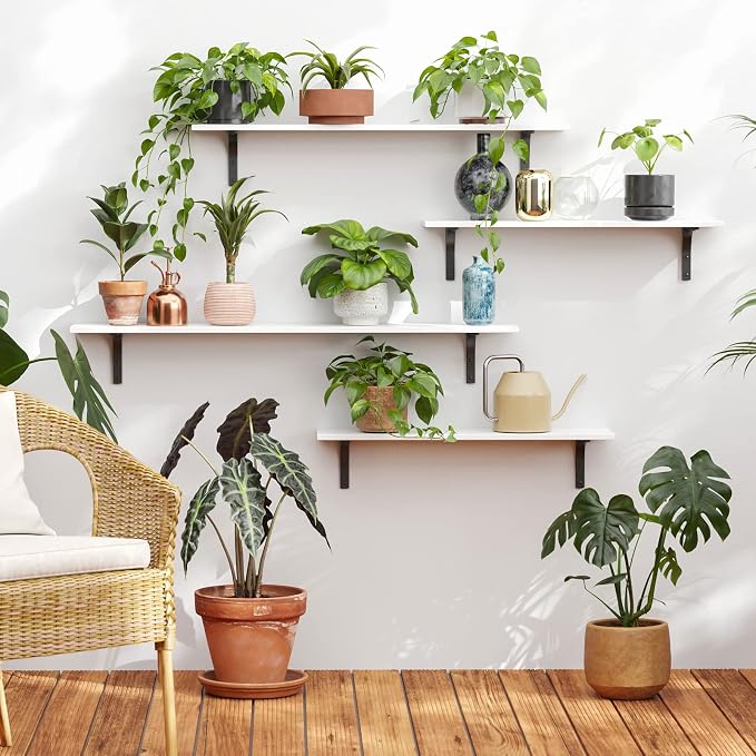 DINZI LVJ Long Wall Shelves, 55.1Inch Wall Mounted Shelves Set of 2, Extra - Image 2