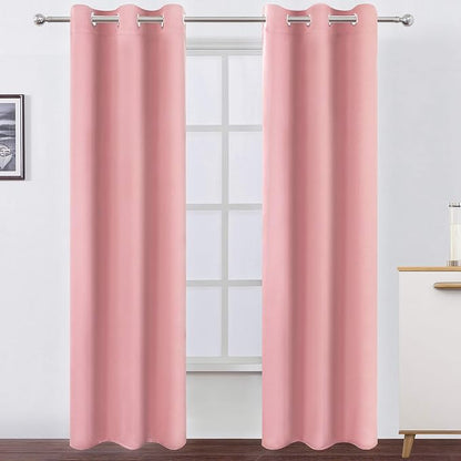 LEMOMO Pink Blackout Curtains 34 x 84 Inch Length/Set of 2 Curtain - Image 2