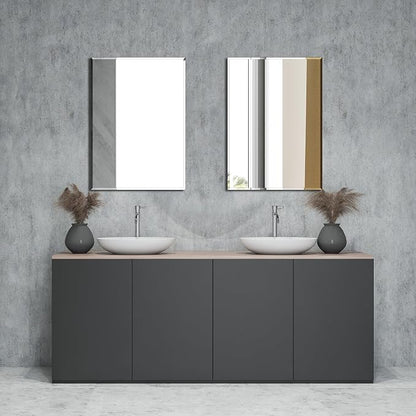 Frameless Bathroom Mirror for Wall, Rectangle Beveled Edge Mirror for Over Sink - Image 2