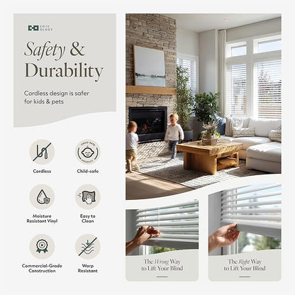 CHICOLOGY Cordless Mini Blinds for Indoor Windows, 21.5" W x 84" H, Light - Image 7