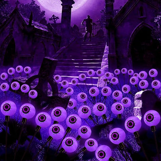 Aogist Halloween Decorations Eyeball Swaying Firefly Light Bright Long Standby Time Waterproof Outdoor Lights for Beautiful Spaces Garden Yard Lawn Pathway Porch Party Decor (Purple, 2 Pack-12 LEDs)