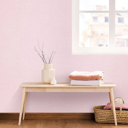 Grasscloth Peel and Stick Wallpaper 15.75x196.85inch Modern Pink Removable - Image 8
