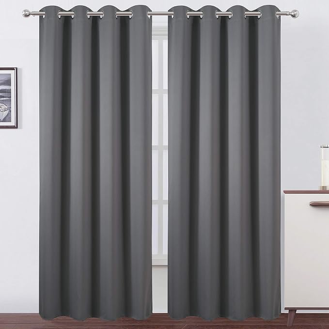 LEMOMO Blackout Curtains 66 x 84 inch/Frost Grey Curtains Set of 2 by Lemomo