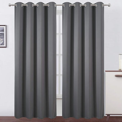 LEMOMO Grey Blackout Curtains/52 x 95 Inch/Set of 2 Panels Thermal Insulated by Lemomo