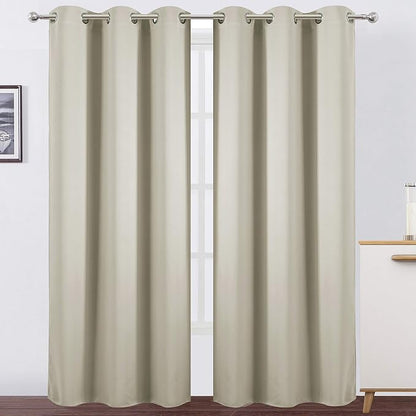 LEMOMO Light Beige Thermal Blackout Curtains/42 x 95 Inch/Set of 2 Panels Room by Lemomo