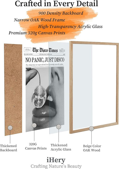iHery No Panic Just Disco Small Framed Trendy NewsPaper Wall Art, Cherry Disco - Image 6