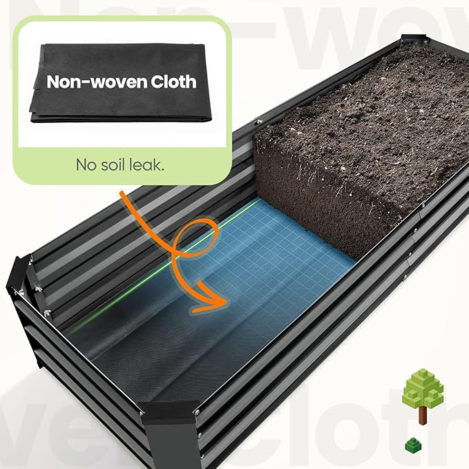 KING BIRD Raised Garden Bed Kit with Bottom 2025 Upgraded Galvanized Planter Garden Box Outdoor & Indoor for Gardening, Vegetables, Flowers, Dark Grey, 70.8x23.6x11.8 in