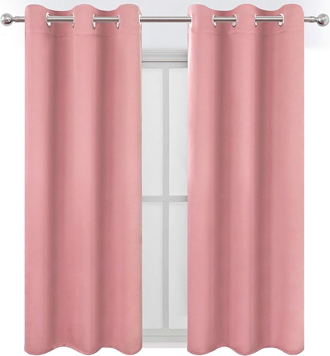 LEMOMO Baby Pink Blackout Curtains/42 x 63 Inch/Set of Two Panels Grommet - Image 2