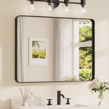 TETOTE 40 x 30 Inch Black Frame Mirror, Bathroom Vanity Mirror by TETOTE