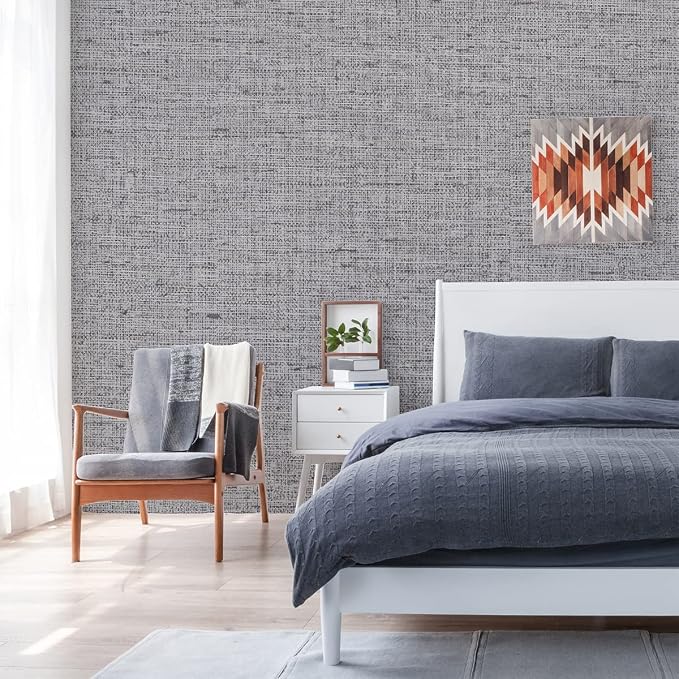 Grey Grasscloth Peel and Stick Wallpaper Gray Contact Paper 472inch Waterproof - Image 6