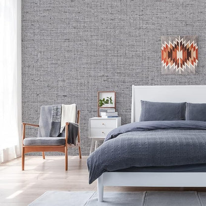 Grey Grasscloth Peel and Stick Wallpaper Gray Contact Paper 472inch Waterproof - Image 6