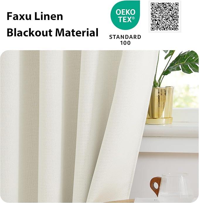 NICETOWN Natural Linen Room Darkening Curtain Valances for, Grommet Faux Linen - Image 4